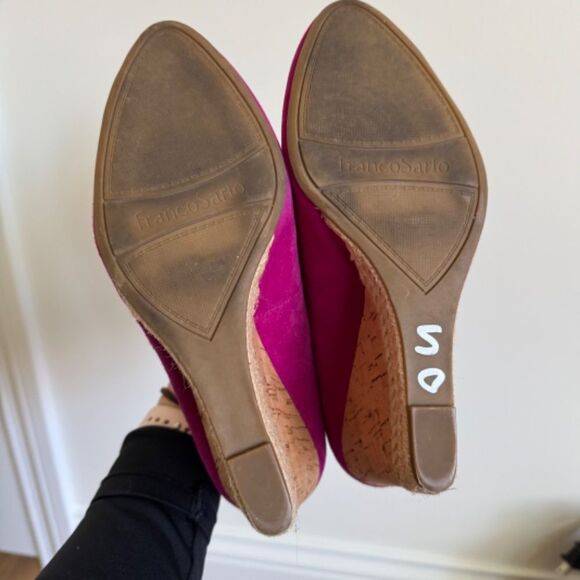 Franco Sarto Calix Cork Wedge Heel - Pink Suede | Size 7.5 - Picture 9 of 10
